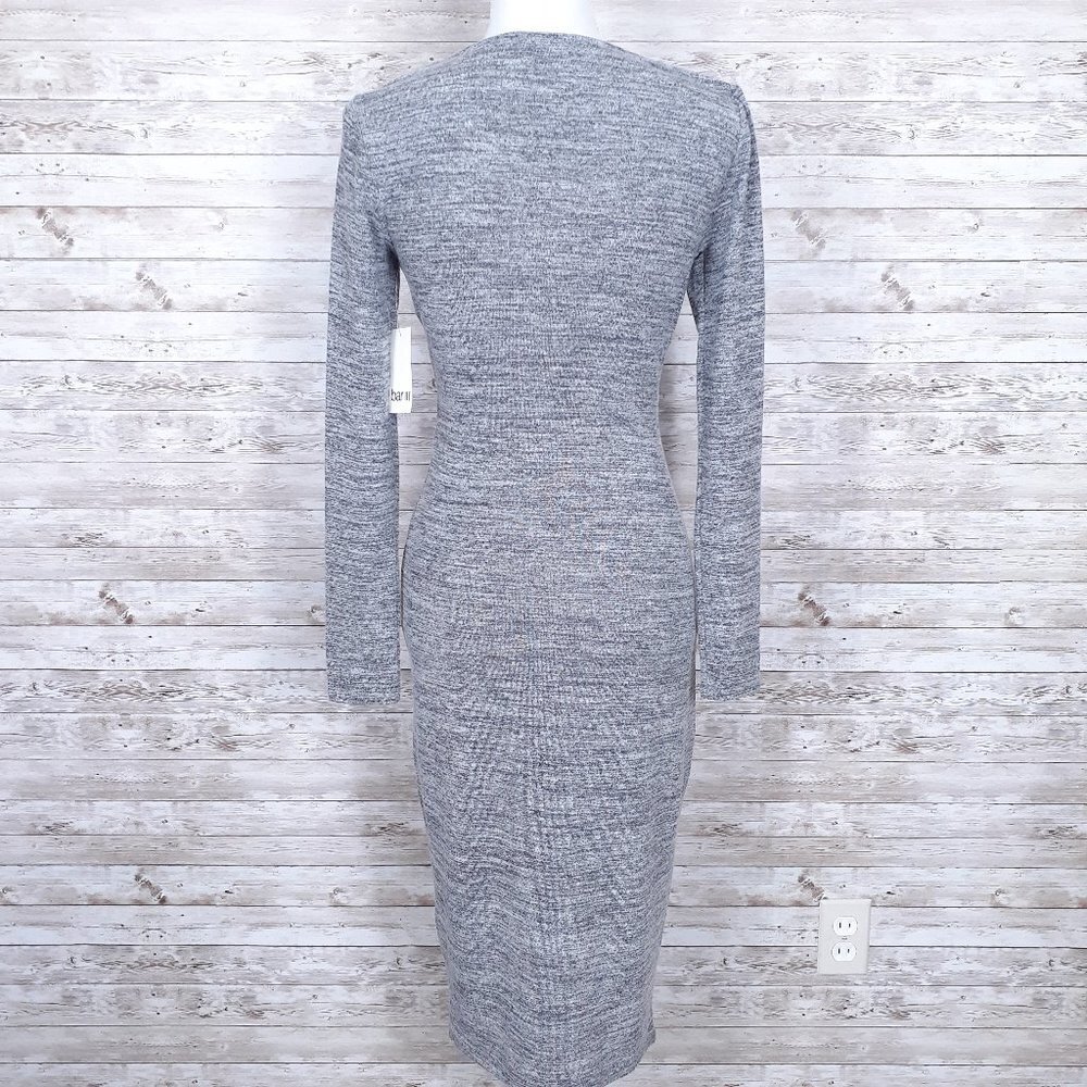 Bar III Bodycon Dress XS Cross Front Charcoal Heather 978 - Picture 3 of 6